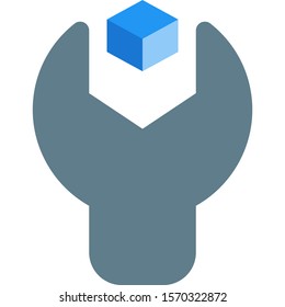 Utility and configuration in operating system with wrench Logotype