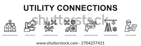Utility Connections Modern and clean web banner illustration featuring thematic icons for visual communication