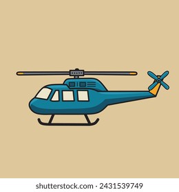 Utility Helicopter side view isolated in brown background. Vector illustration in minimalist design