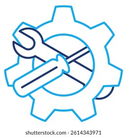 Utility icon represented by tools, gear Dual Line style.
