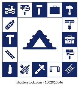  utility icon set. 17 filled utility icons.  Simple modern icons about  - Quad, Cutter, Hammer, Ladder, Paint roller, Toolbox