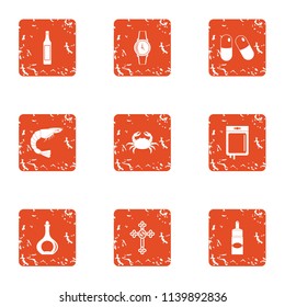 Utility icons set. Grunge set of 9 utility vector icons for web isolated on white background