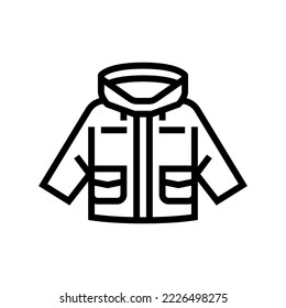 utility jacket boy baby cloth line icon vector. utility jacket boy baby cloth sign. isolated contour symbol black illustration