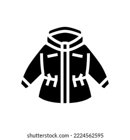utility jacket girl baby cloth glyph icon vector. utility jacket girl baby cloth sign. isolated symbol illustration