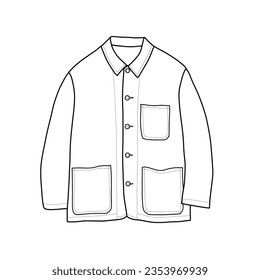 Utility jacket for men, drawing flat sketches with vector illustration