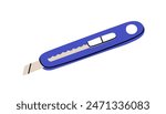 Utility knife, box cutter tool with sharp adjustable retractable blade. Office accessory for cutting cardboard and paper. Handy stationery. Flat vector illustration isolated on white background