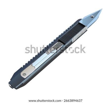 Utility knife cutter blade sharp box cutter office tool stationery supplies cutting equipment isolated