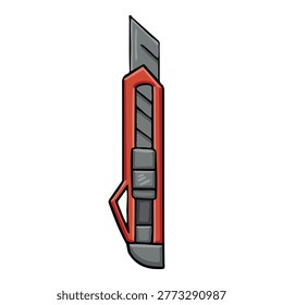 Utility knife cutter colorful hand-drawn vector illustration
