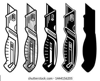 Utility Knife Cutter Vector Illustration Silhouette