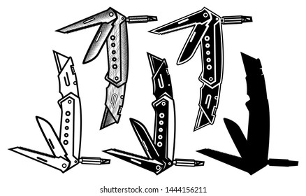 Utility Knife Cutter Vector Illustration Silhouette