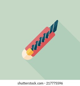 Utility knife flat icon with long shadow,eps10