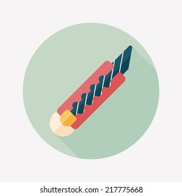 Utility knife flat icon with long shadow,eps10