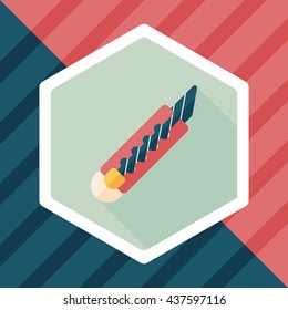 Utility knife flat icon with long shadow,eps10
