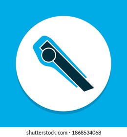 Symbol mit Messersymbol. Qualitativ hochwertiges, isoliertes Schneidelement im trendigen Stil.