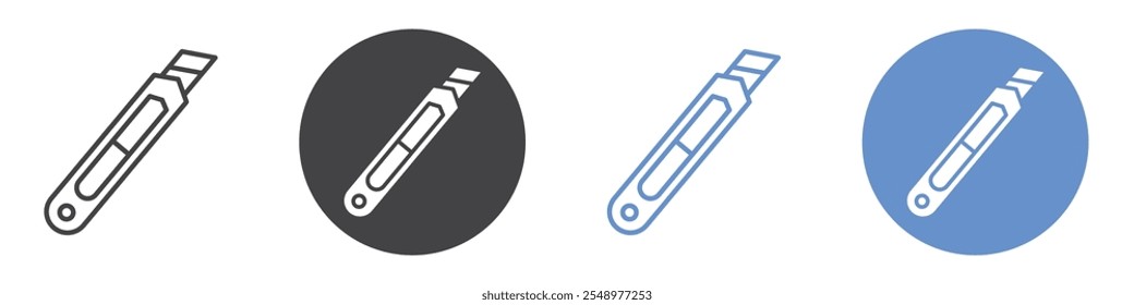 Ícone de faca de utilitário conjunto de símbolos de linha plana.