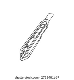 Design de ilustração de ícone de faca de utilitário. Vetor preto e branco arte de linha de ferramentas de corte.