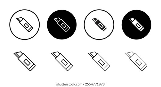 Utility knife icon Line Art Logo set