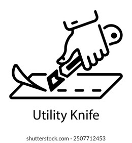 Utility knife icon in line style 