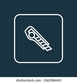 Utility knife icon line symbol. Premium quality isolated cutter element in trendy style.