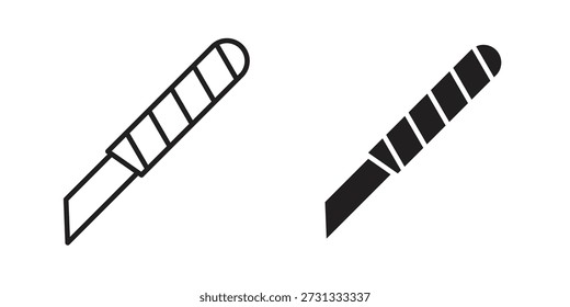 Icono de cuchillo de utilidad sobre fondo blanco. Icono de Vector de stock