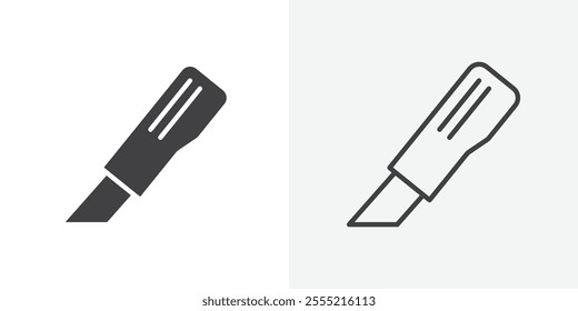 Utility knife icon. outlined vector style.