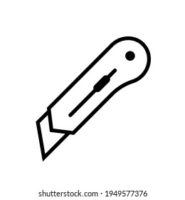 Das Messersymbol des Dienstprogramms. Einfaches Werkzeug zum Schneiden von Linien. Vektorgrafik einzeln auf weißem Hintergrund.