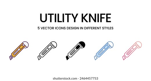 Utility Knife icons different style vector stock illustration
