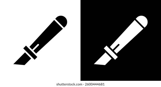 Utility knife icons vectors set in solid style.
