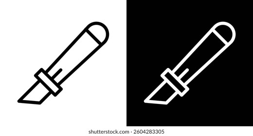 Utility knife icons vectors set in stroke line style.