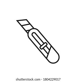 Utility knife line icon on white background. Stock vector