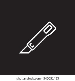 Utility knife line icon, outline vector sign, linear white pictogram isolated on black. Symbol, logo illustration