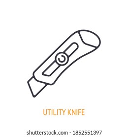 Utility knife outline icon. Vector illustration. Hand work tools and instrument. Construction industry symbol. Thin line pictogram for user interface. Isolated white background
