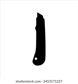 Utility knife silhouette icon vector illustration isolated on white background