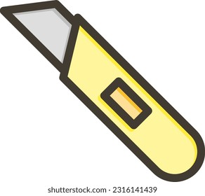 Utility Knife Thick Line Filled Colors For Personal And Commercial Use.
