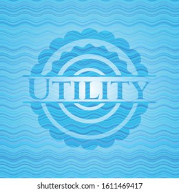 Utility light blue water style badge. Vector Illustration. Detailed.