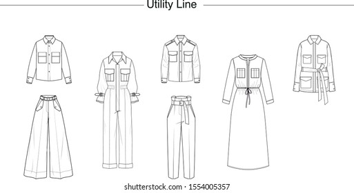 Utility line for fashion vector illustration