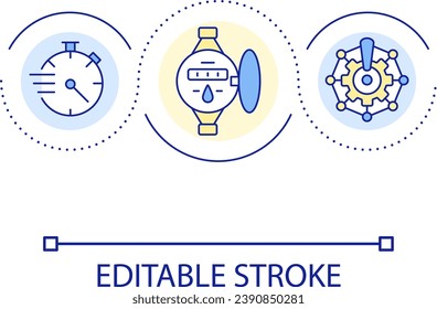 Utility meter loop concept icon. Water consumption measuring system. Monitoring device. Technology abstract idea thin line illustration. Isolated outline drawing. Editable stroke