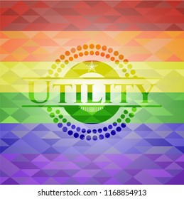 Utility on mosaic background with the colors of the LGBT flag