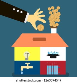 Utility payments. Economic Utilities. Heating and electricity, water and gas. Bill for utility