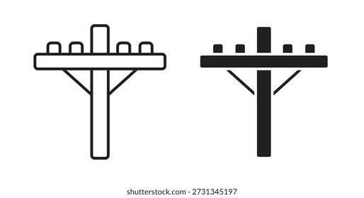 Utility pole icon with glyph and line. black vector icons for Web UI