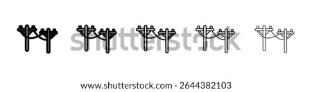 Utility pole icon graphic set. trendy stroke line style