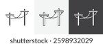 Utility pole icons in Thin line black color. flat simple vector symbols illustration.