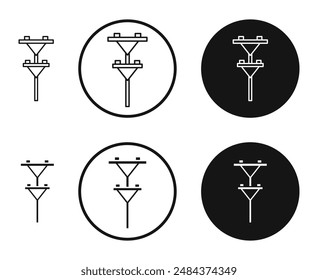 Utility pole outlined icon vector collection.