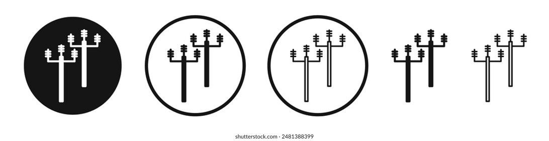 Utility pole vector icon set in black and white color.