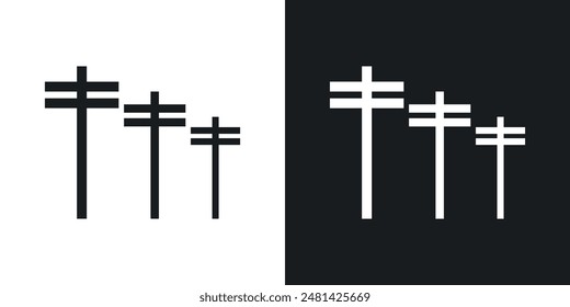 Utility pole vector icon set in black color.