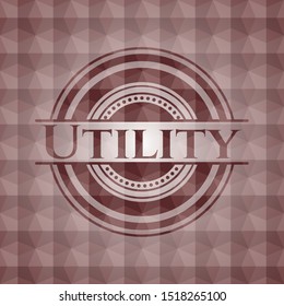 Utility red seamless badge with geometric pattern background.