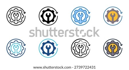 Utility restoration icons set multiple style collection. Editable stroke 
