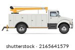 Utility service pickup truck vector illustration view from side isolated on white background. All elements in the groups on separate layers for easy editing and recolor.