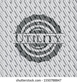 Utility shiny silver badge. Scales pattern. Vector Illustration. Detailed.