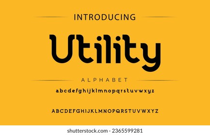 Utility Sport Modern Italic Alphabet Font. Typography urban style fonts for technology, digital, movie logo design. vector illustration